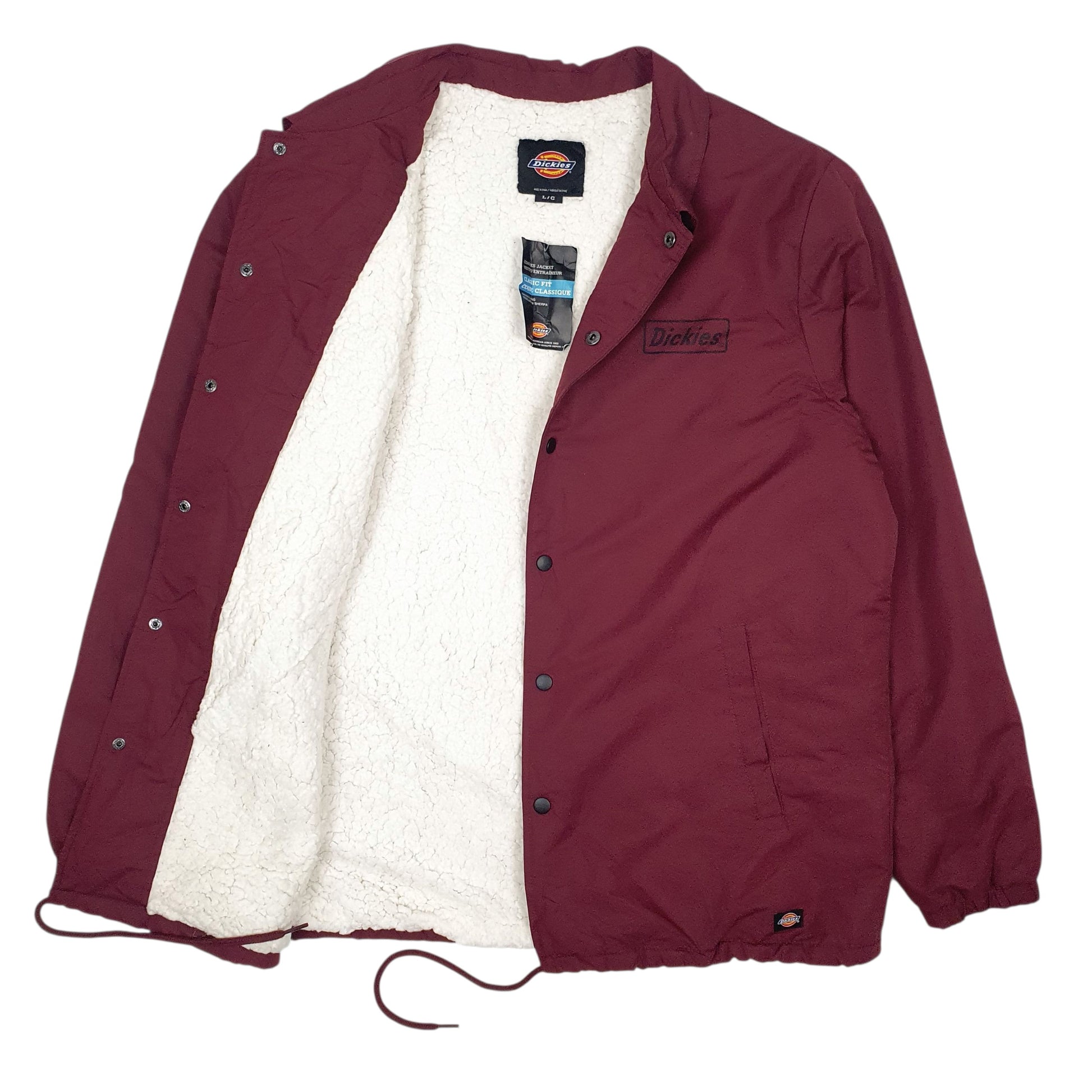 Mens Burgundy Dickies Coach Sherpa Lined  Coat