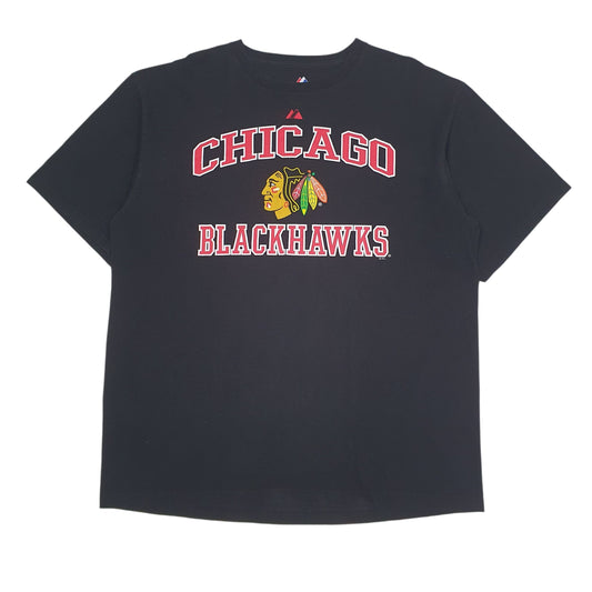 Mens Black Majestic NHL Chicago Blackhawks Short Sleeve T Shirt