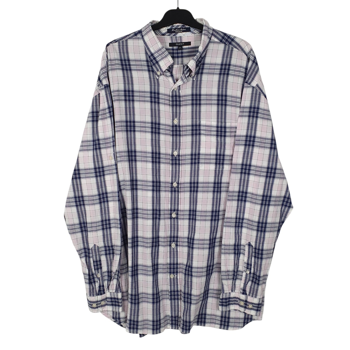 Mens Navy GANT Handloom Madras Long Sleeve Shirt