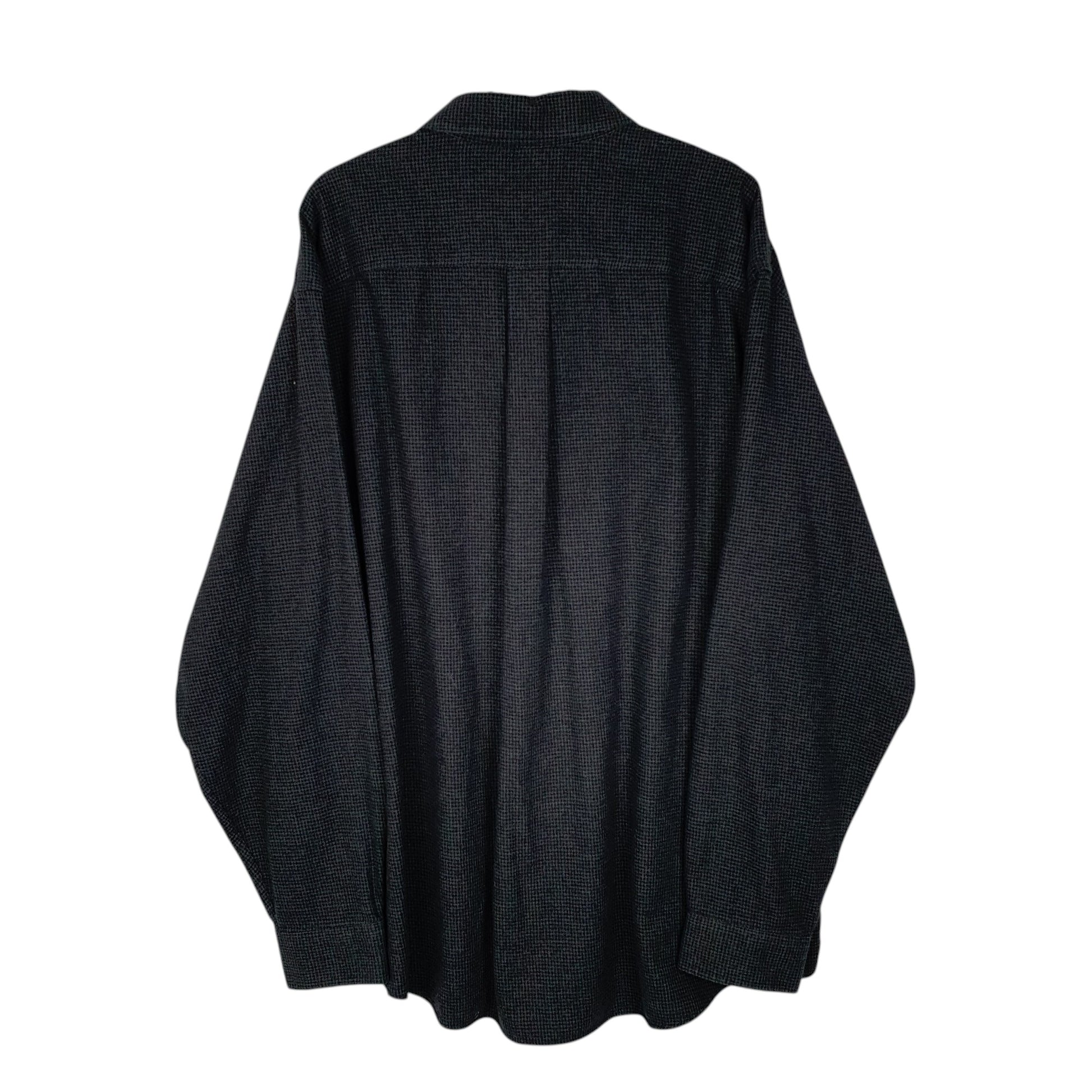 Mens Grey L.L.Bean Thick Flannel Houndstooth  Shirt