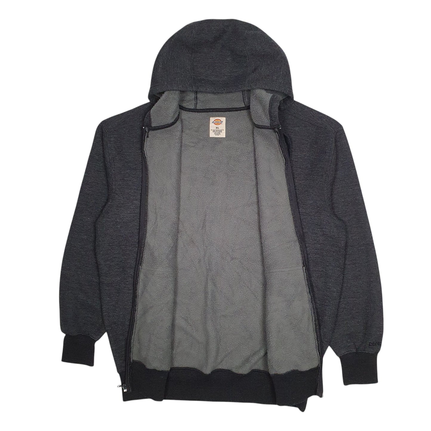 Mens Grey Dickies Hoodie Fleece Full Zip Jumper