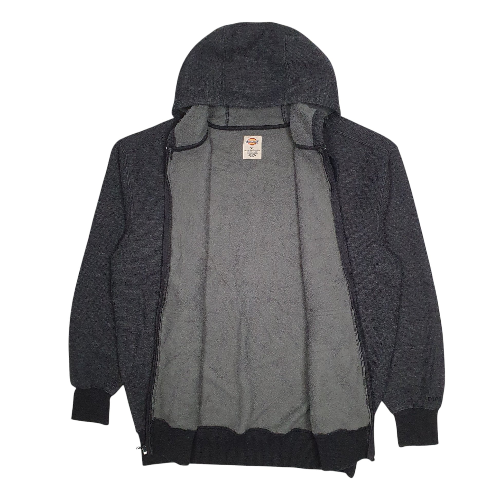 Mens Grey Dickies Hoodie Fleece Full Zip Jumper