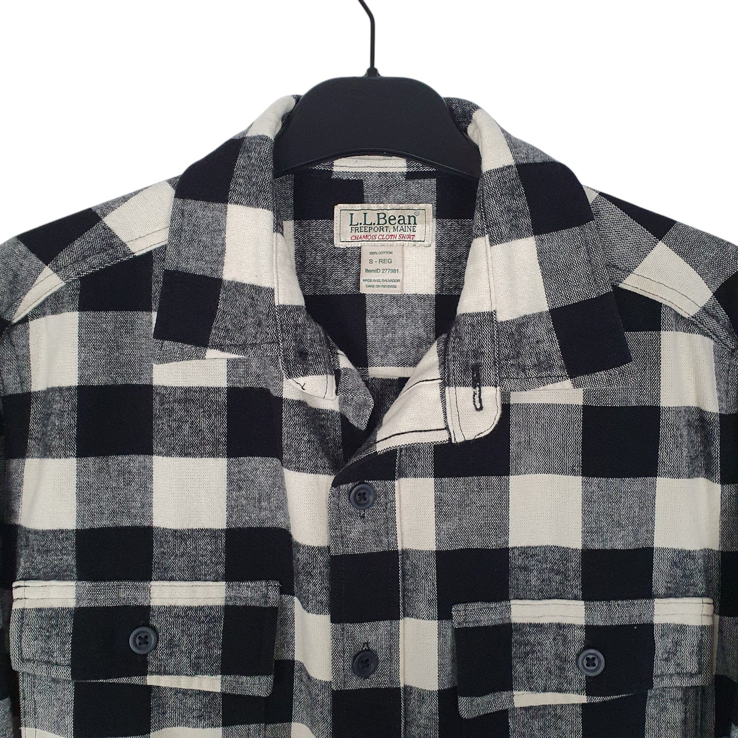 Mens Grey L.L.Bean Thick Chamois Plaid  Shirt