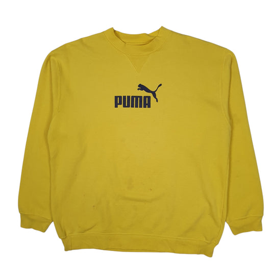 Mens Yellow Puma Vintage 00s Crewneck Jumper
