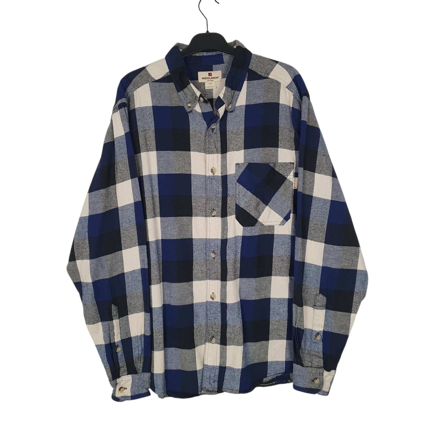 Mens Blue Woolrich Thick Flannel Long Sleeve Shirt