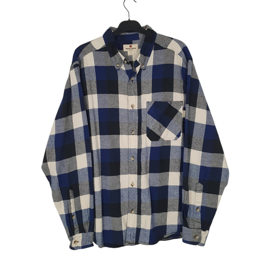 Mens Blue Woolrich Thick Flannel Long Sleeve Shirt