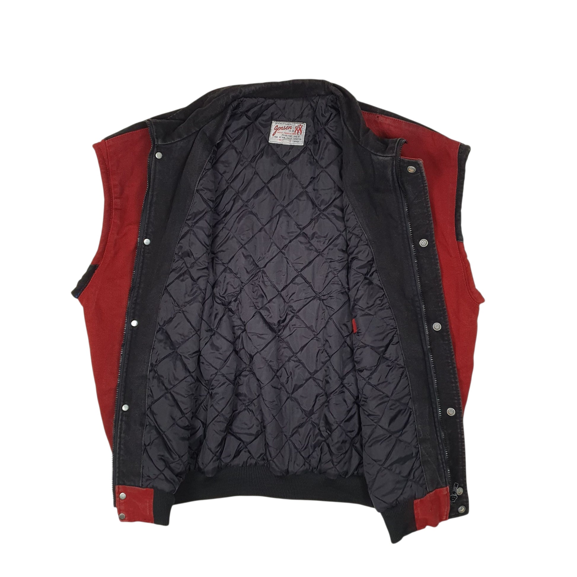 Mens Red Gensen Vintage 90s Padded Vest Bodywarmer Gilet  Coat