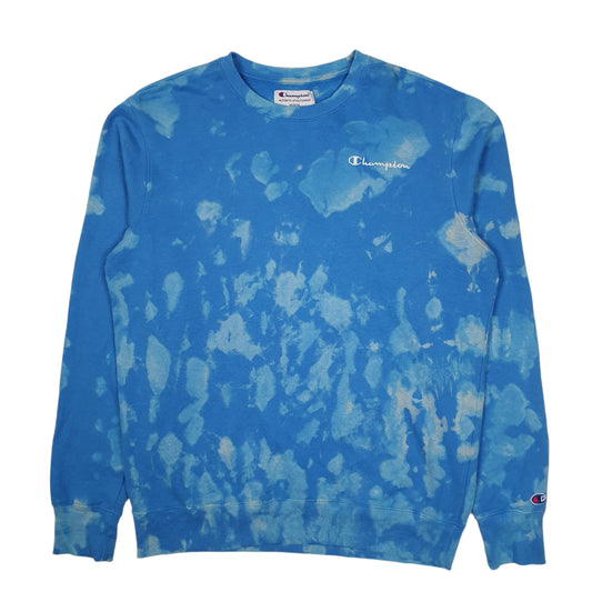 Mens Blue Champion Tie Dye Crewneck Jumper