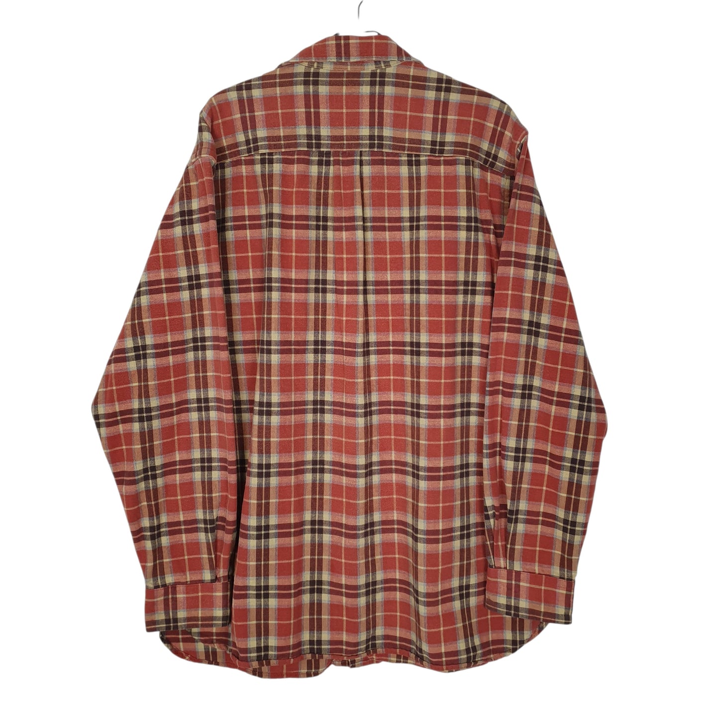 Mens Orange L.L.Bean Heavy Scotch Plaid Flannel  Shirt