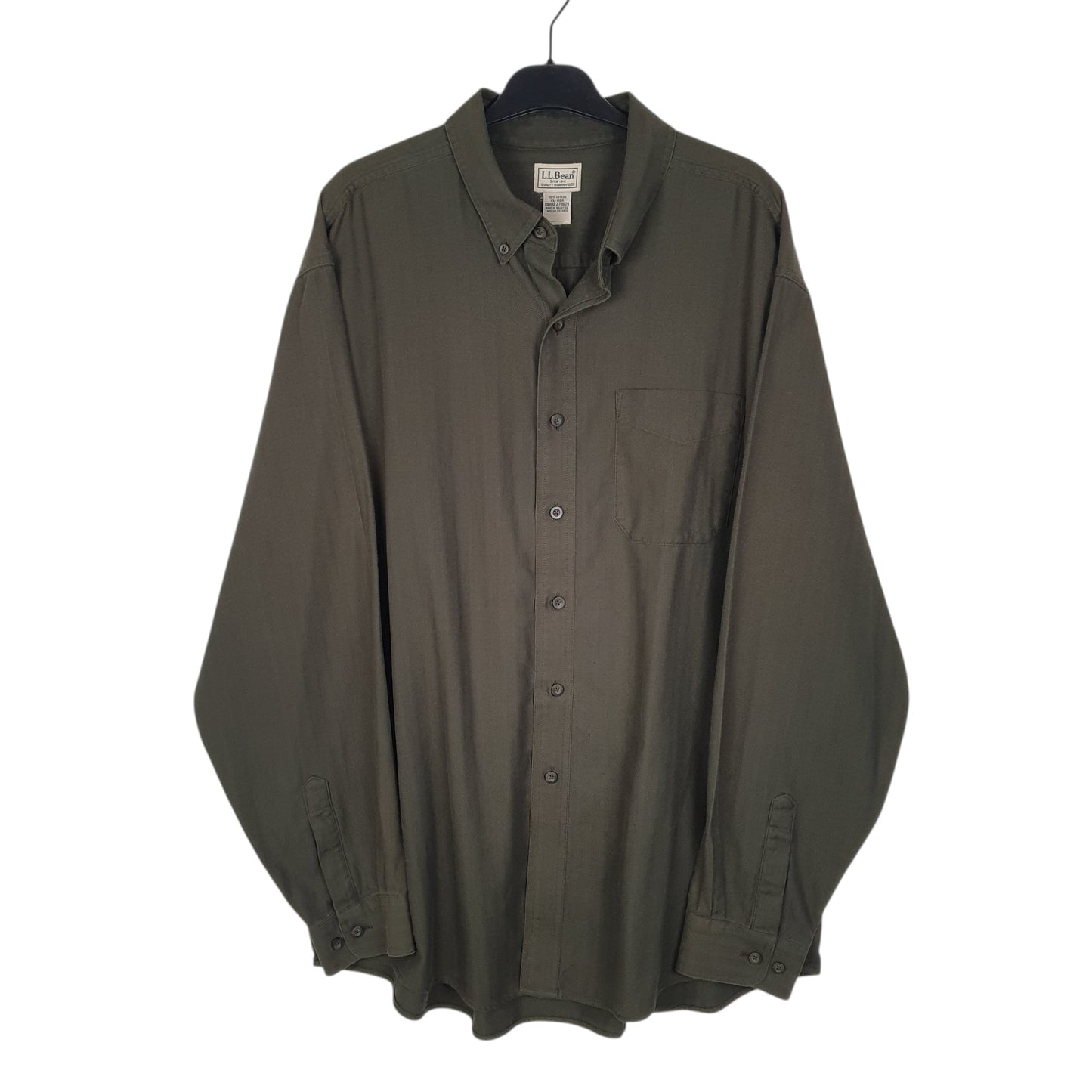 Mens Green L.L.Bean Herringbone Long Sleeve Shirt