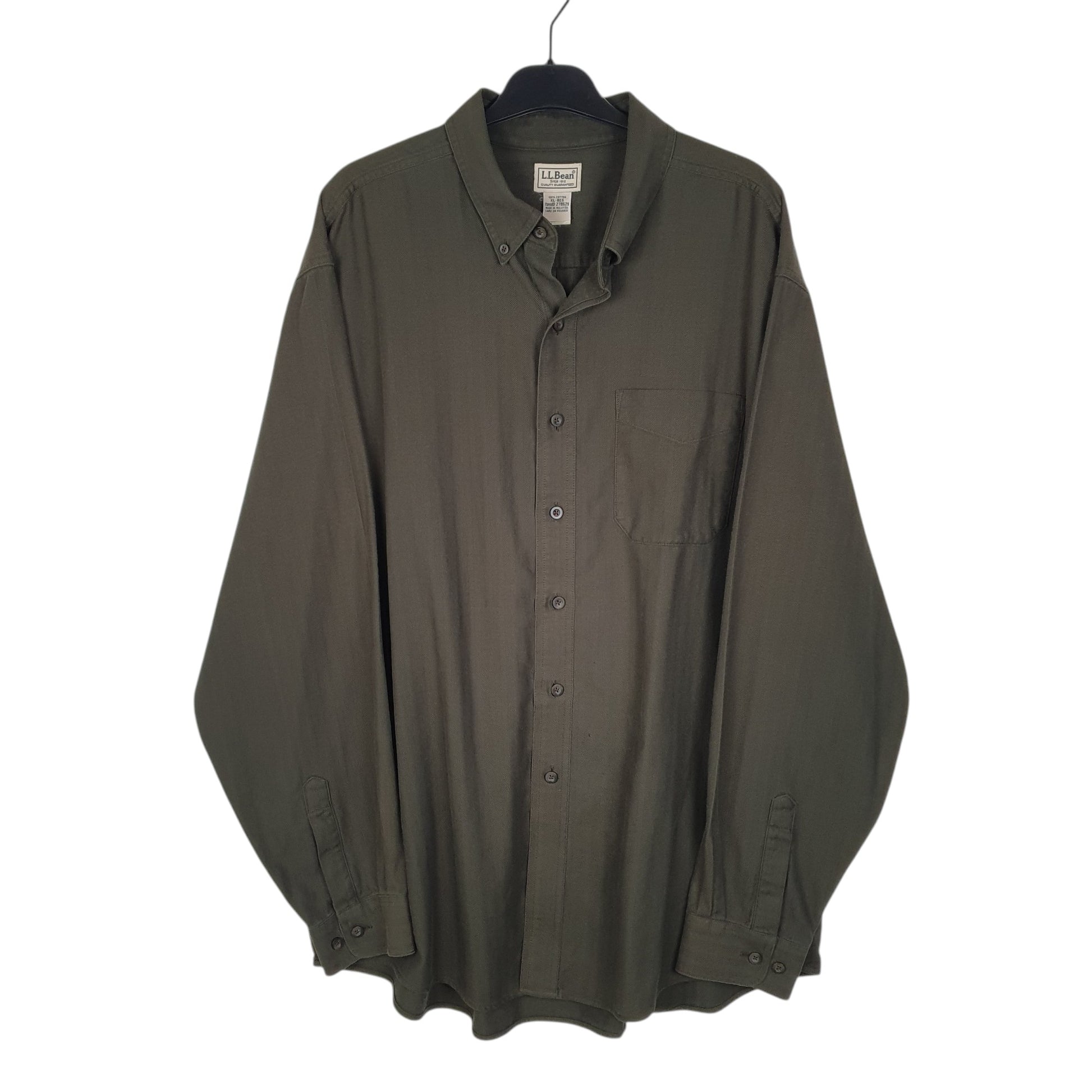 Mens Green L.L.Bean Herringbone Long Sleeve Shirt