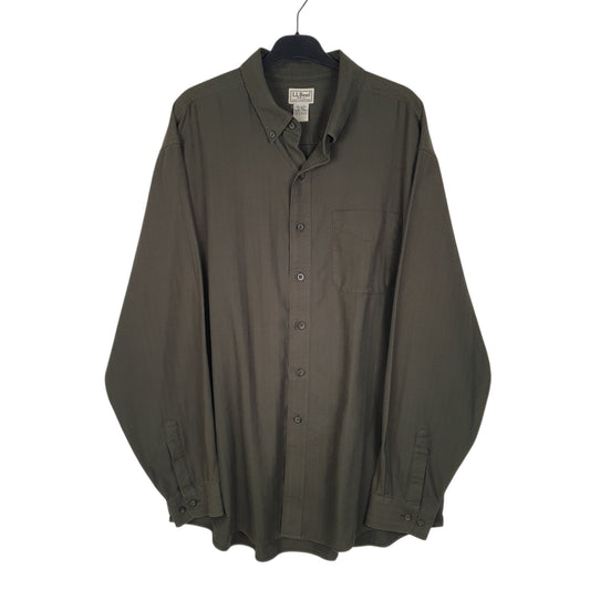 Mens Green L.L.Bean Herringbone Long Sleeve Shirt