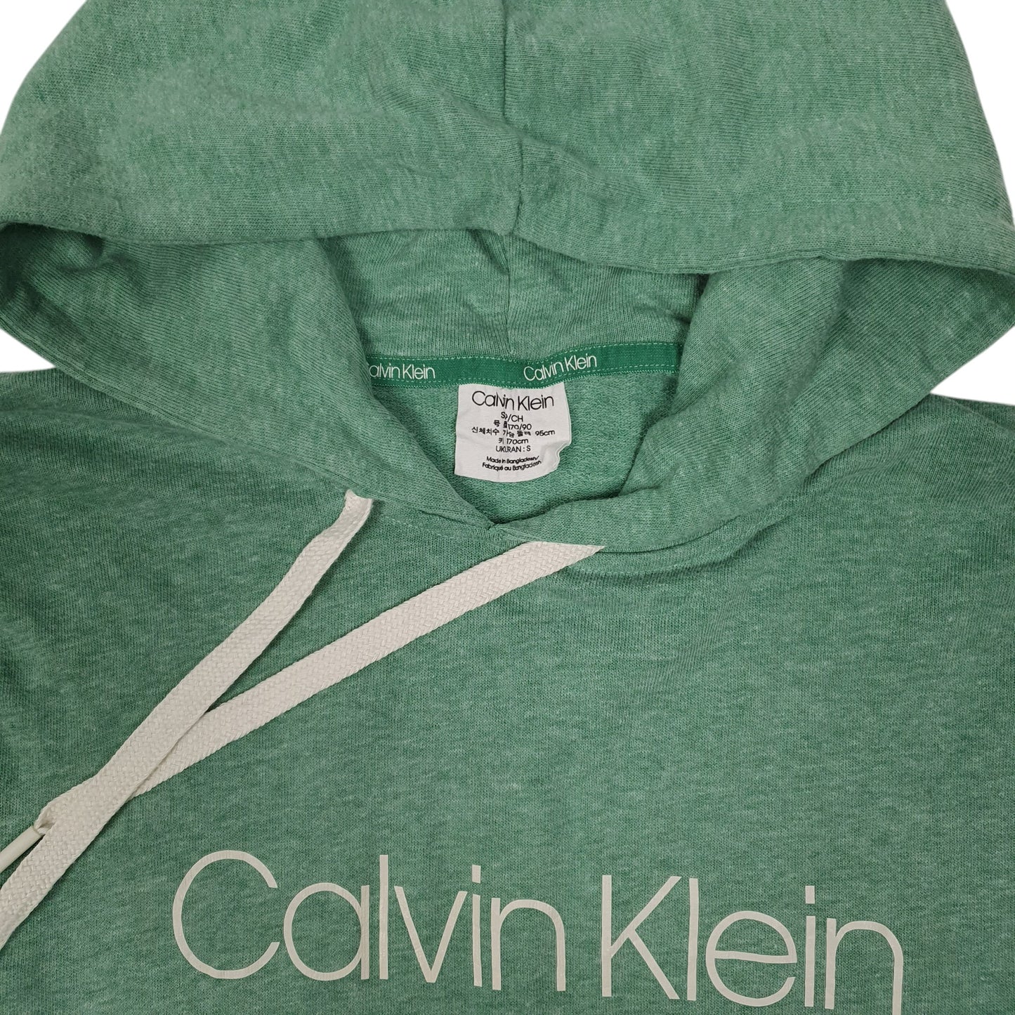 Mens Green Calvin Klein Spellout Lightweight Hoodie Jumper