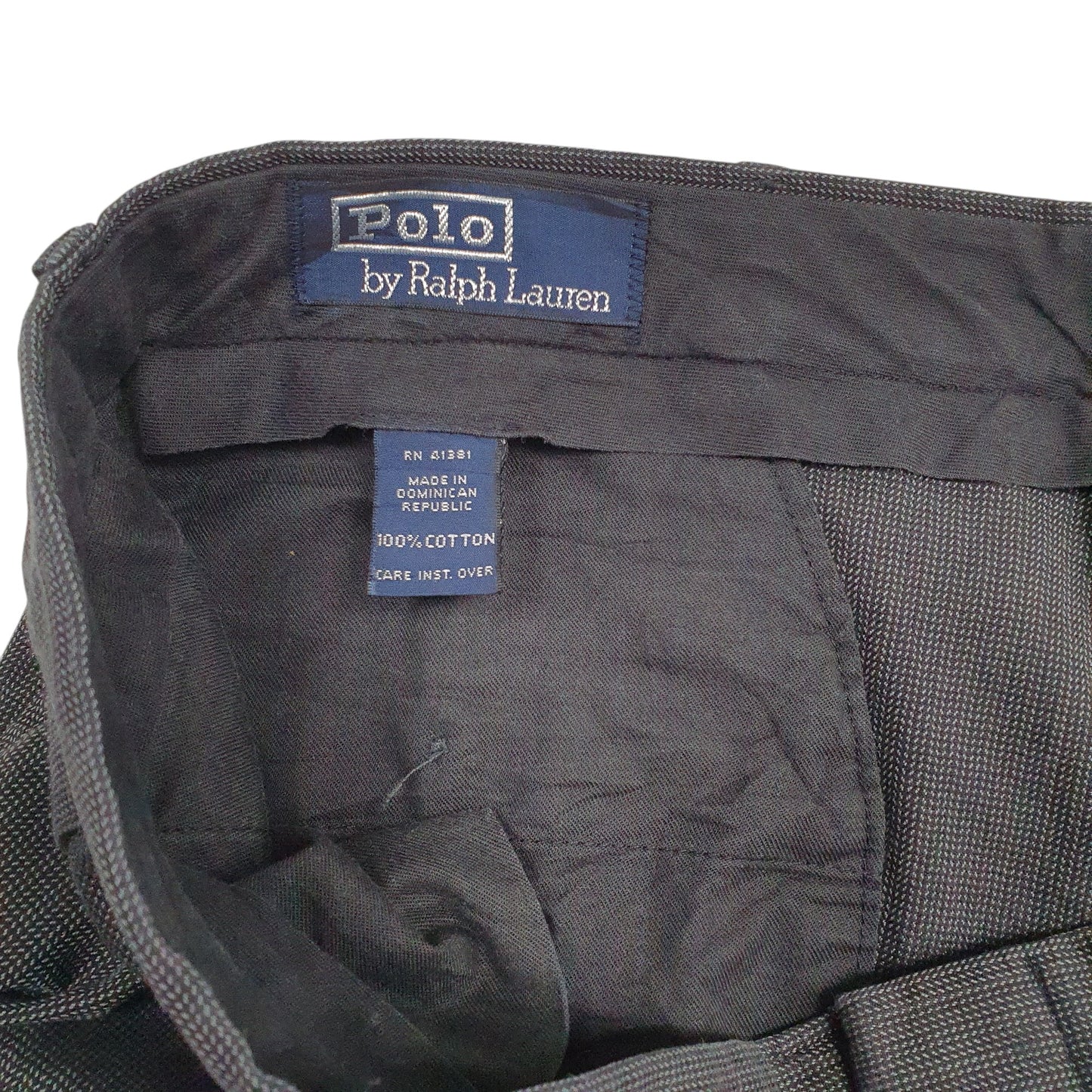 Mens Grey Polo Ralph Lauren Vintage 90s Double Pleated Formal  Trousers