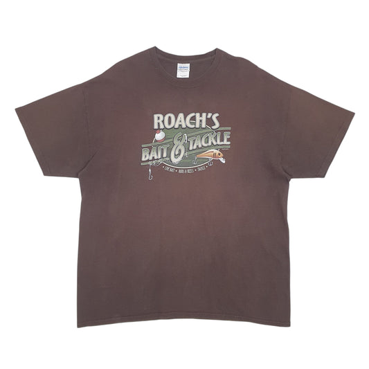 Mens Brown Gildan Fishing Short Sleeve T Shirt