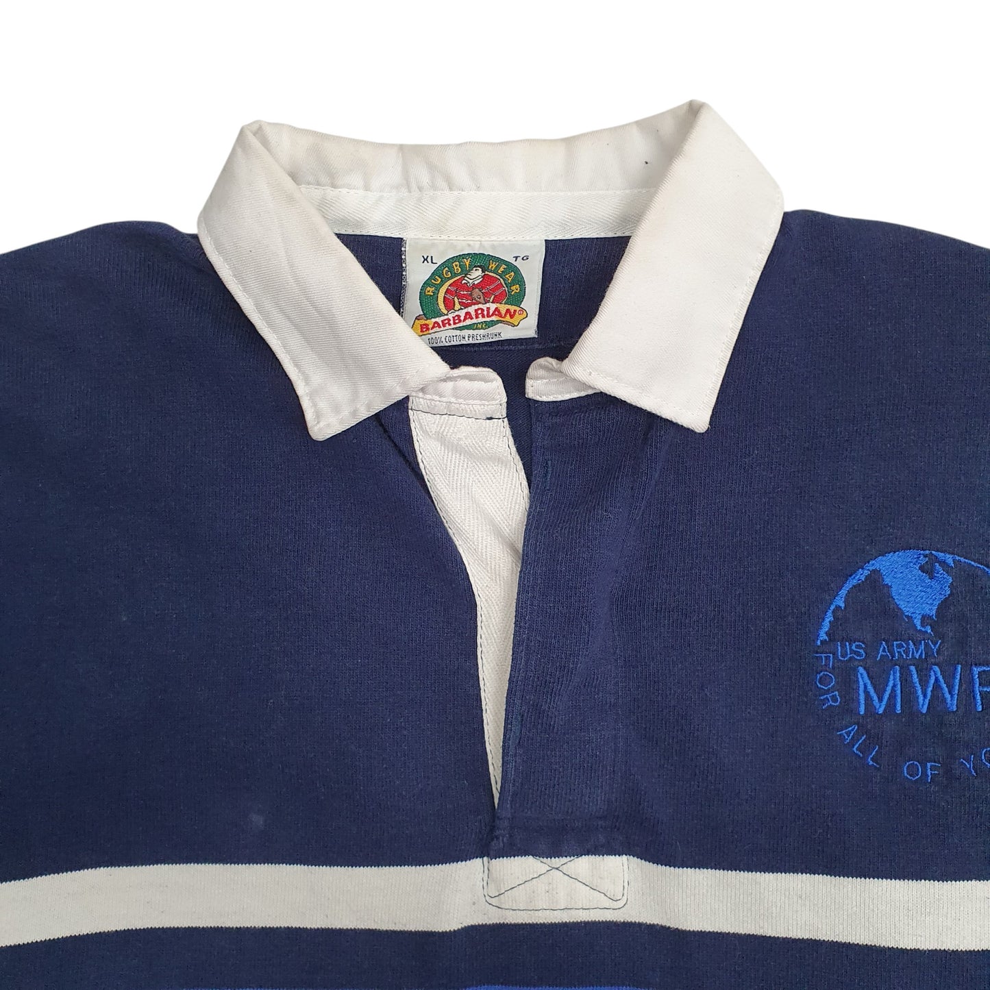 Mens Navy Barbarian Rugby US Army MWR Hoodie Polo Shirt