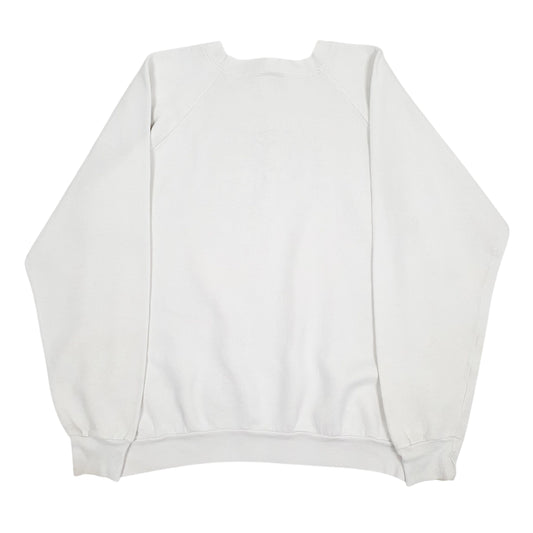 Mens White Fruit Of The Loom Vintage 90s Crewneck Jumper