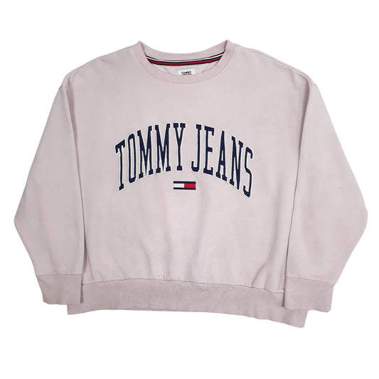Womens Pink Tommy Hilfiger Spellout Crewneck Jumper