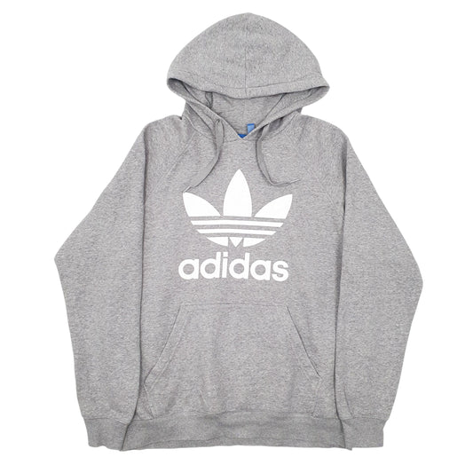 Mens Grey Adidas Spellout Hoodie Jumper