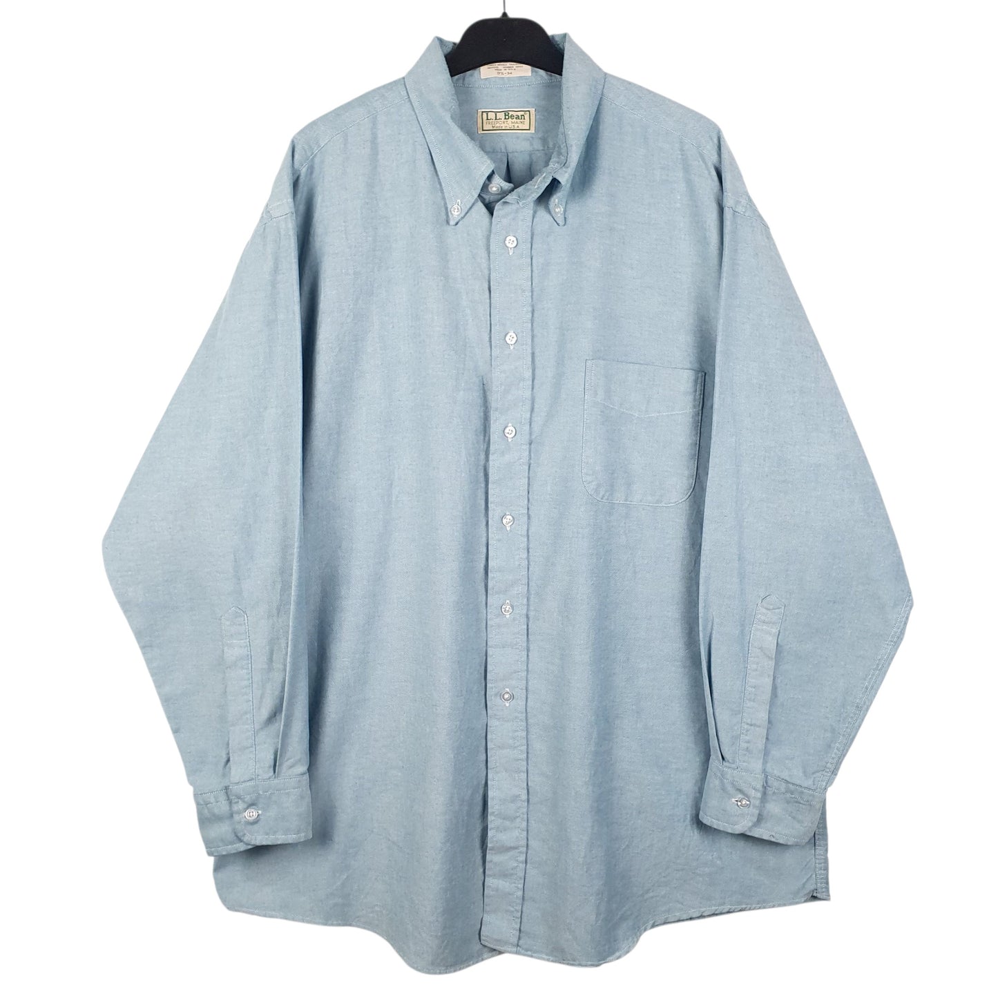 Mens Blue L.L.Bean Vintage 90s Made In USA Long Sleeve Shirt