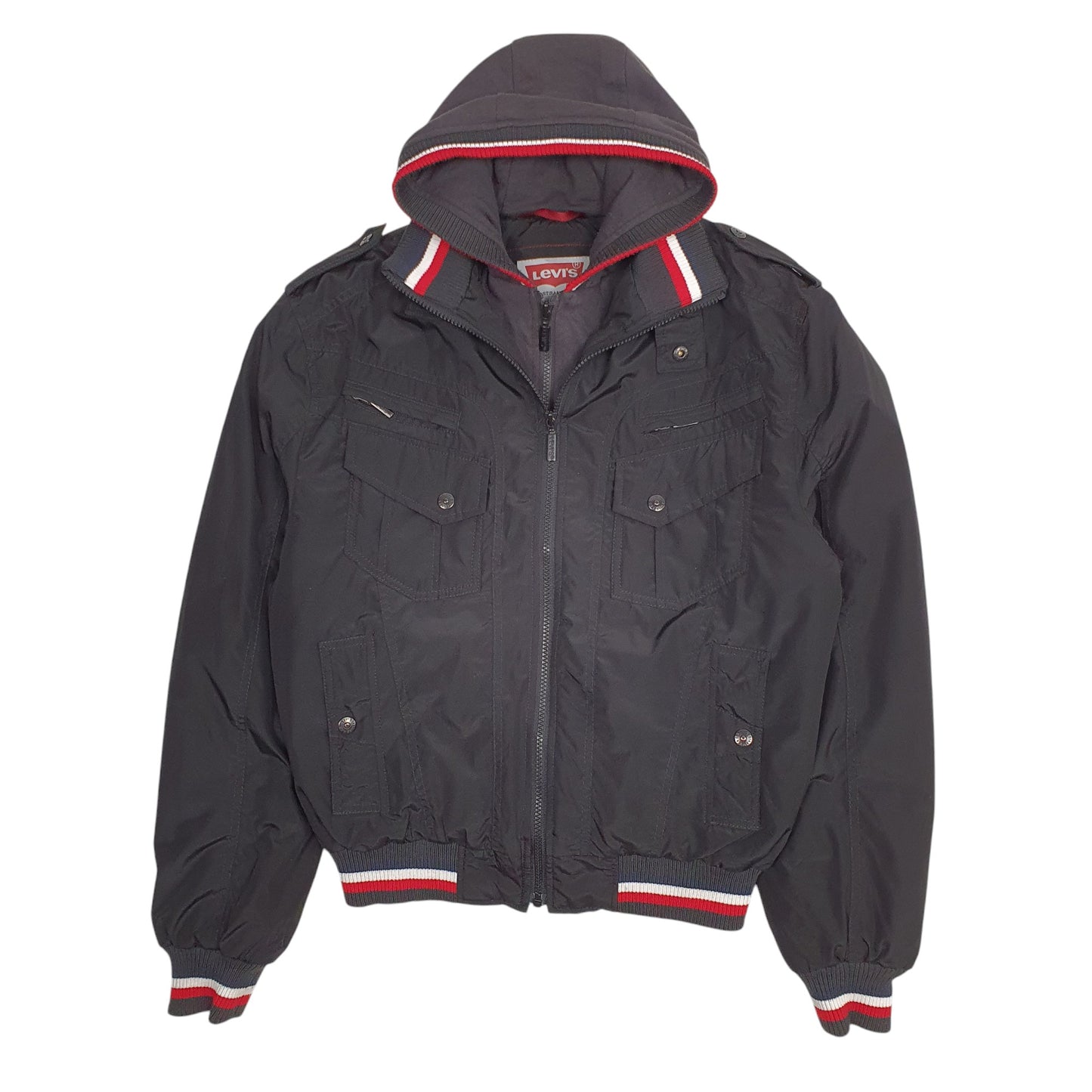 Mens Black Levis Windbreaker Hoodie  Coat