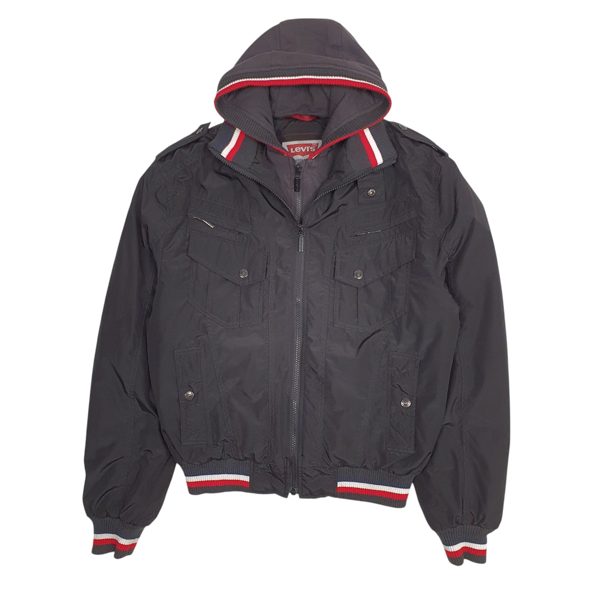 Mens Black Levis Windbreaker Hoodie  Coat