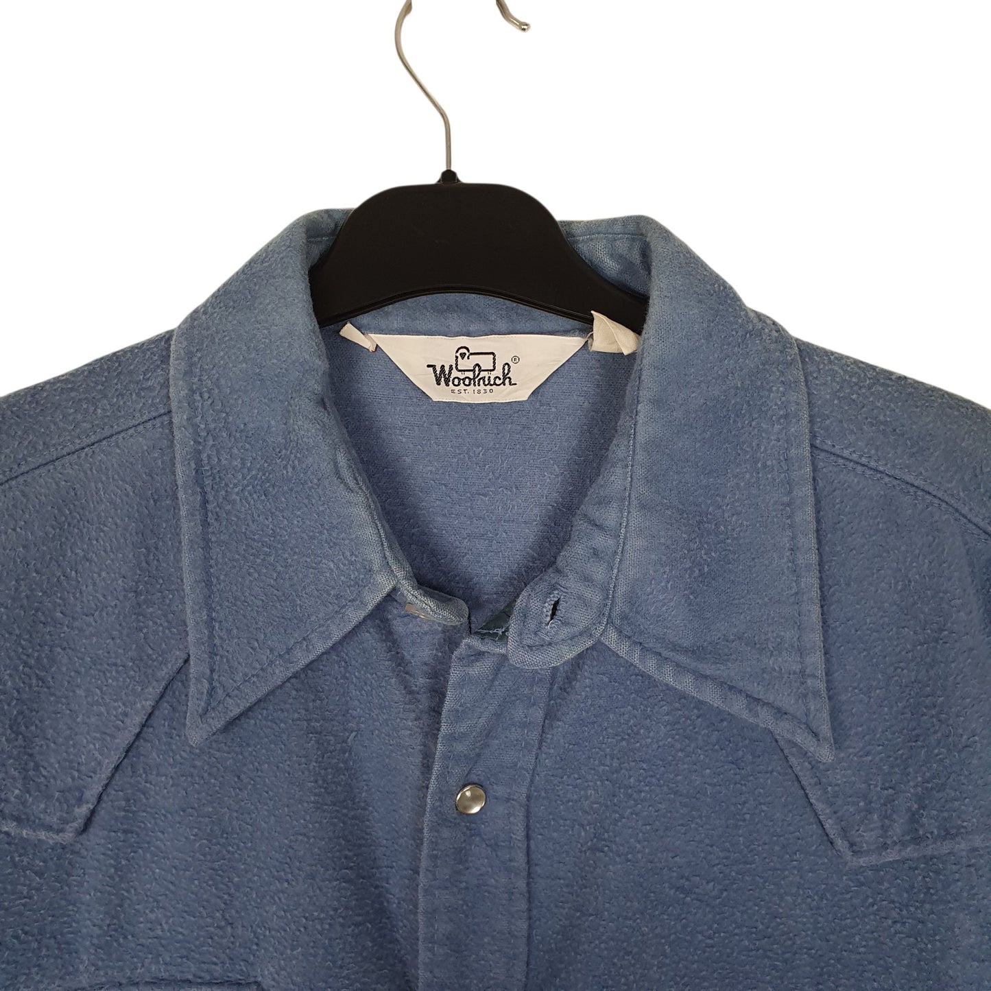 Mens Blue Woolrich Vintage 1980s Thick Chamois Popper  Shirt