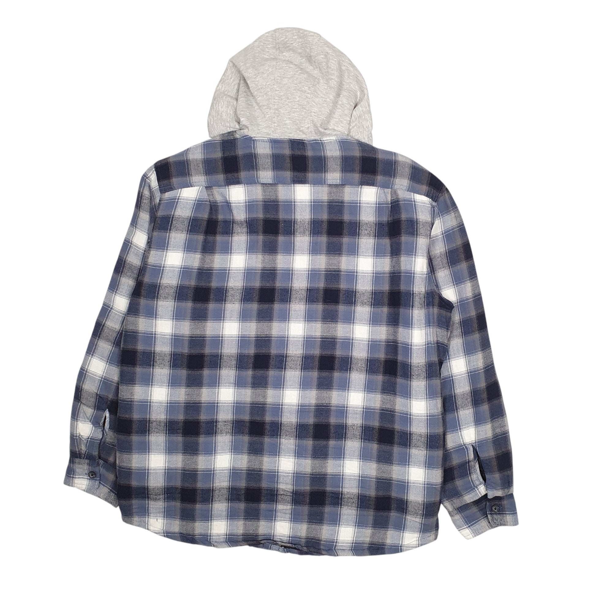 Mens Blue Wrangler Plaid Hoodie Overshirt  Coat