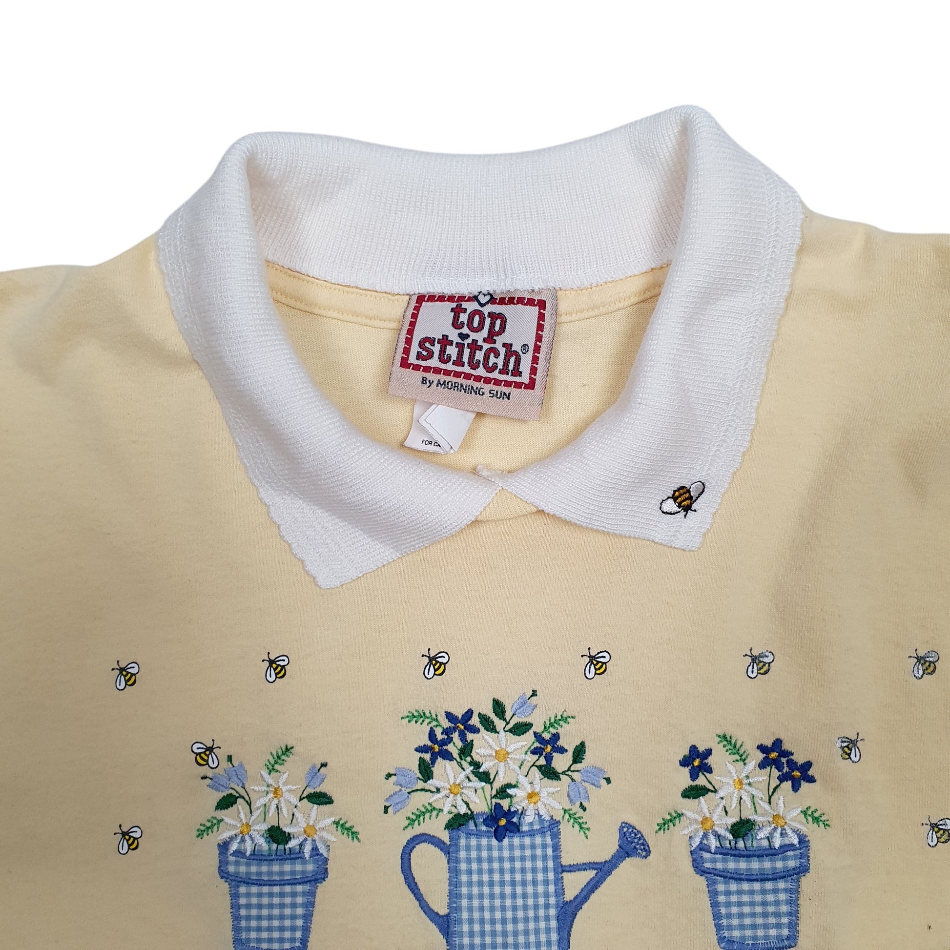 Womens Yellow Top Stitch Vintage 90s Made In USA  Polo Shirt