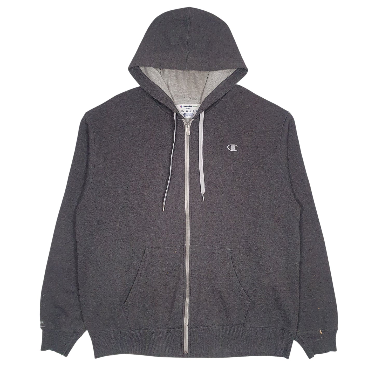 Mens Grey Champion Hoodie Full Zip Jumper