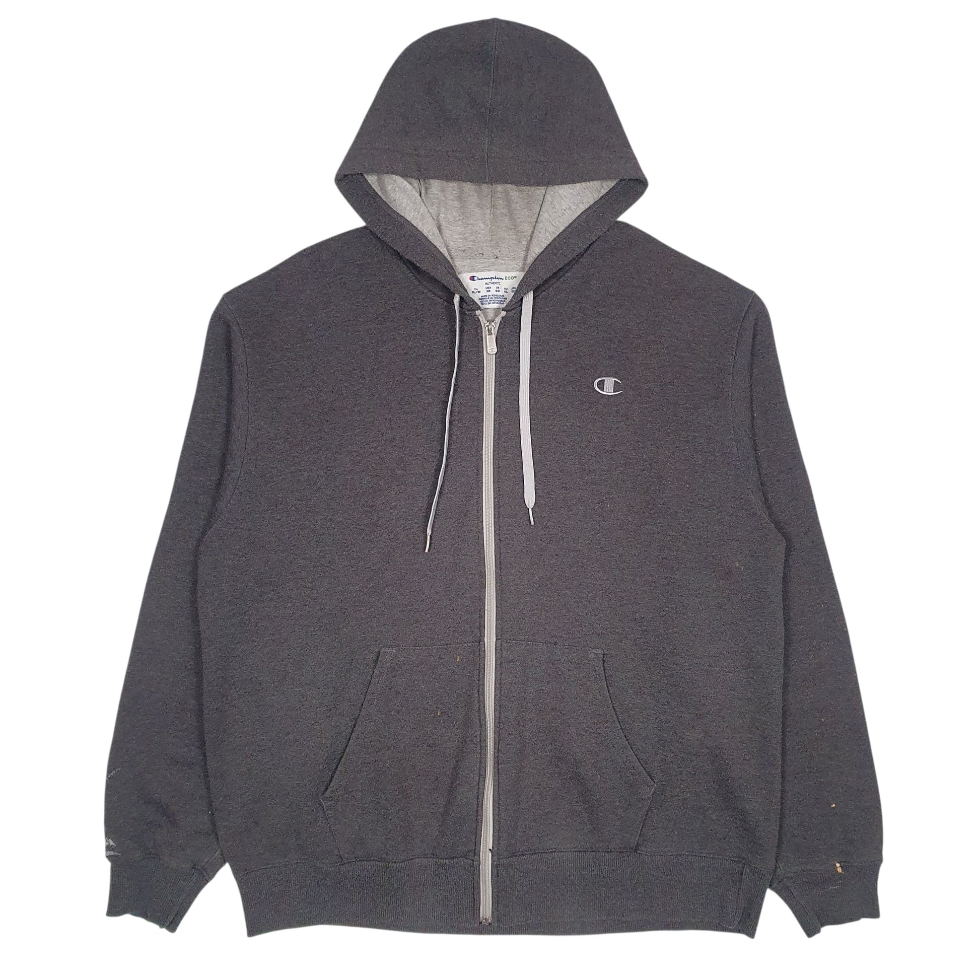 Mens Grey Champion Hoodie Full Zip Jumper