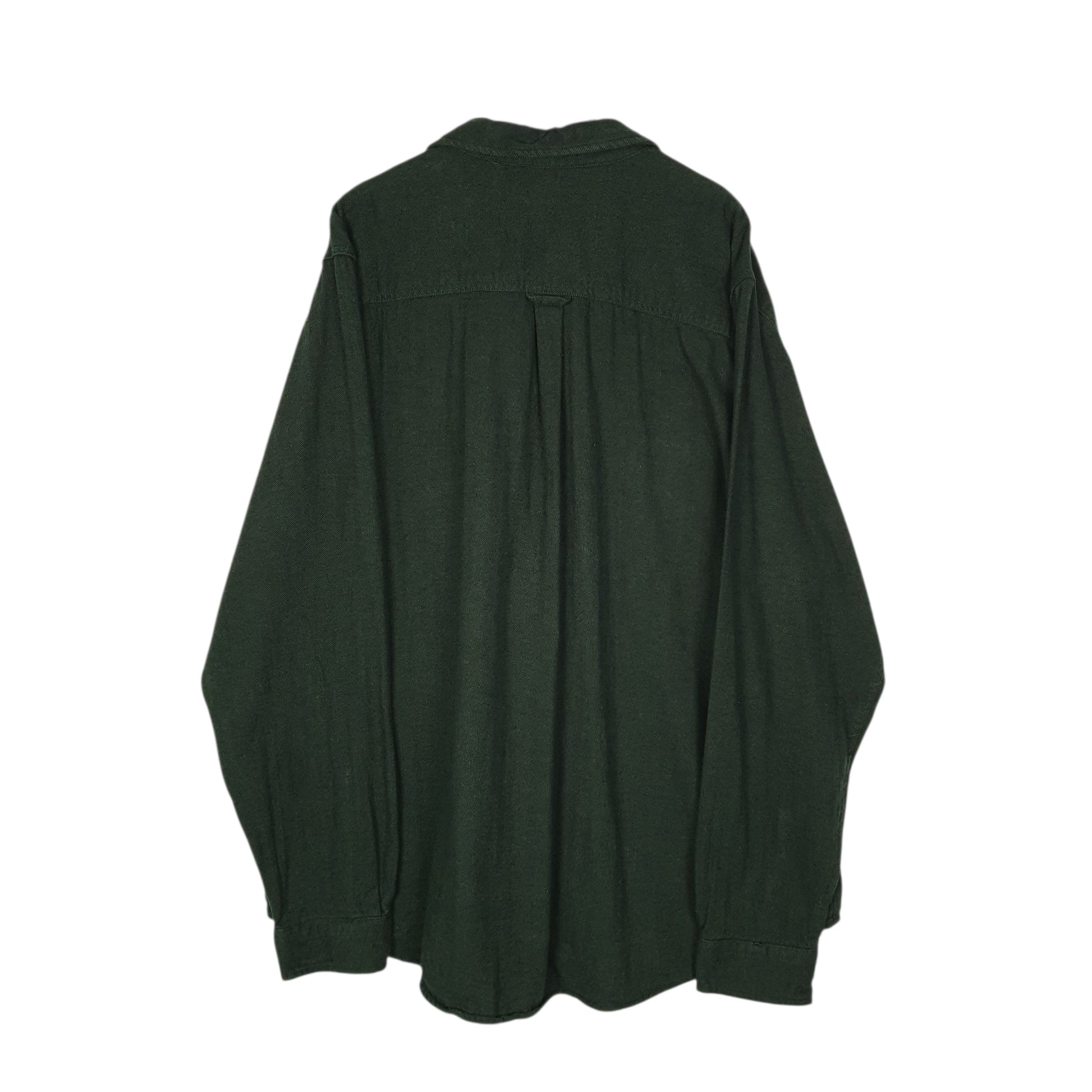 Mens Green Woolrich Thick Herringbone  Shirt