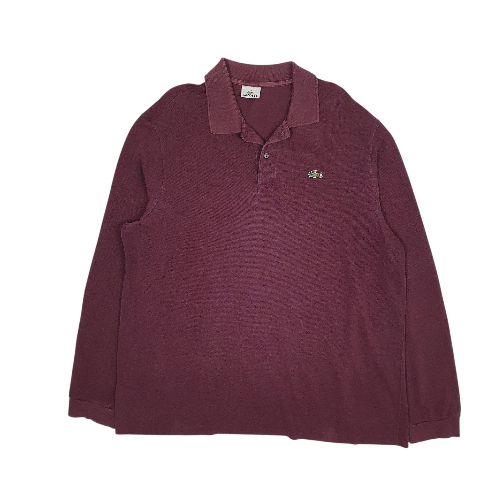 Mens Burgundy Lacoste  Long Sleeve Polo Shirt