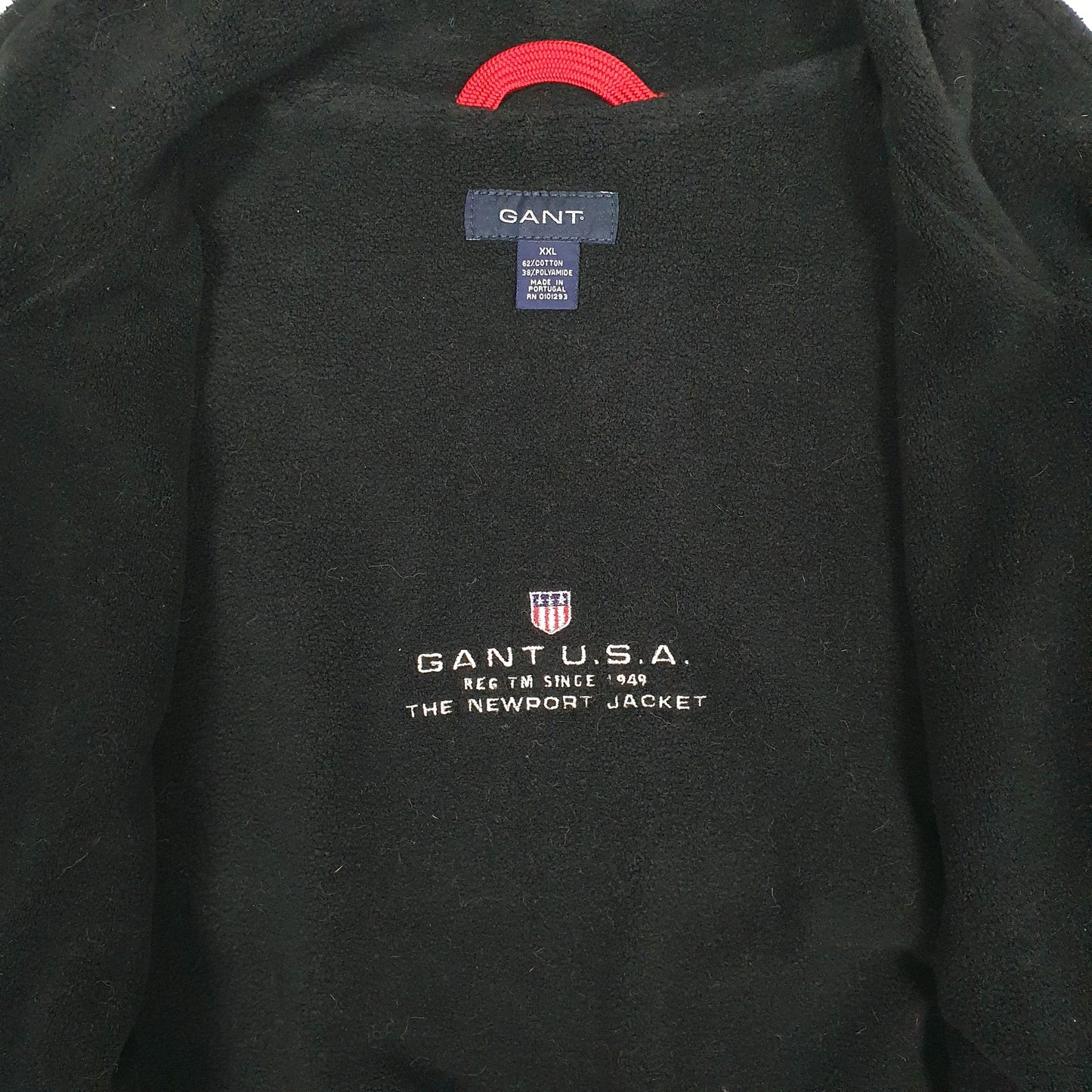 Mens Black GANT Fleece Lined Windbreaker Quarter Zip Coat