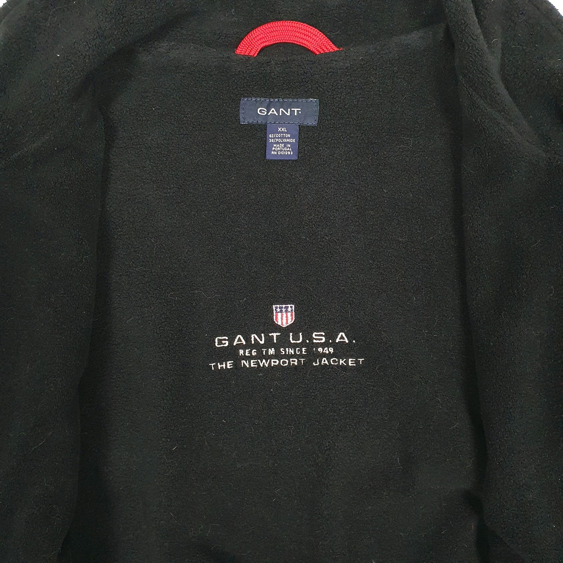 Mens Black GANT Fleece Lined Windbreaker Quarter Zip Coat