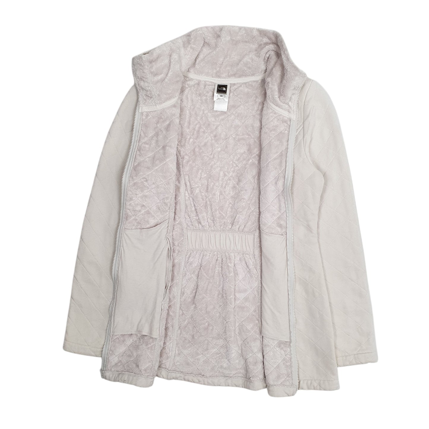 Womens White The North Face Quilted Trench Fleece Full Zip Jumper