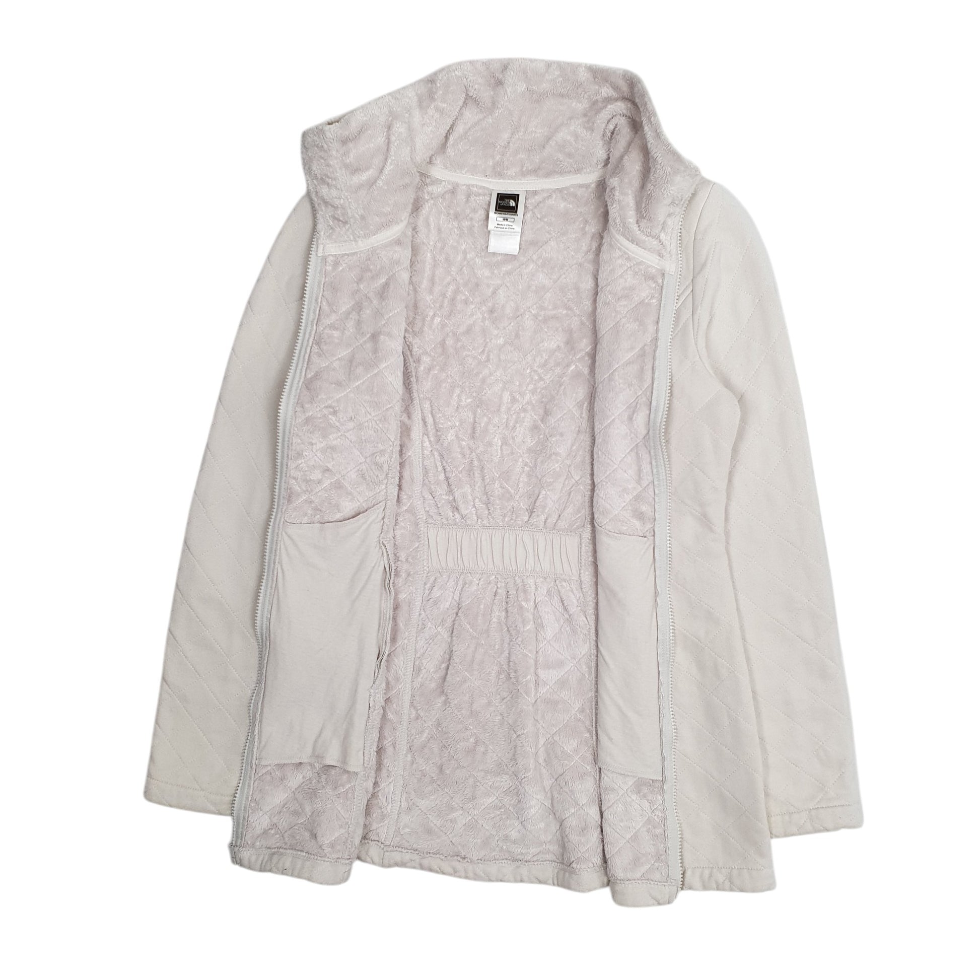 Womens White The North Face Quilted Trench Fleece Full Zip Jumper
