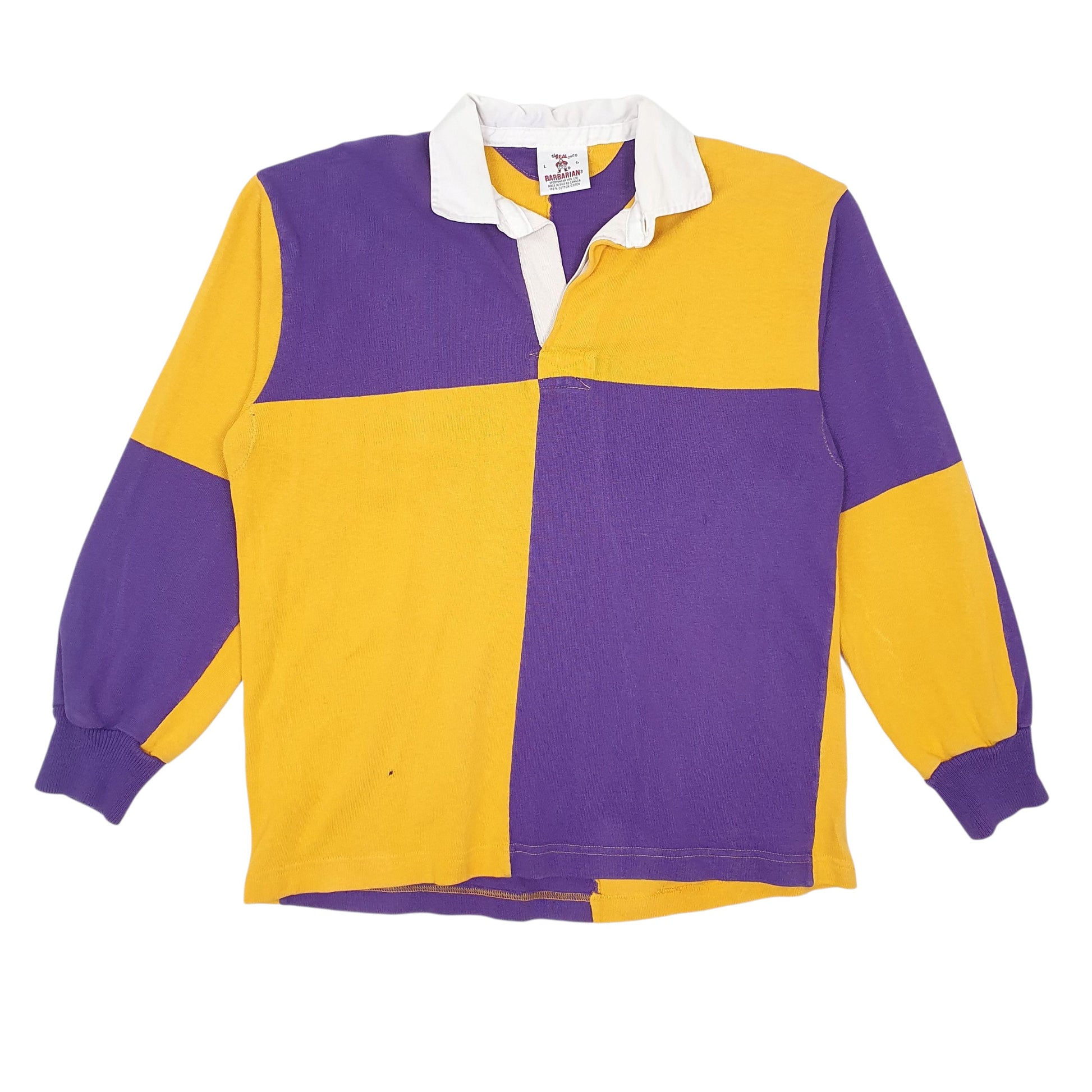 Mens Purple Barbarian Rugby Long Sleeve Polo Shirt