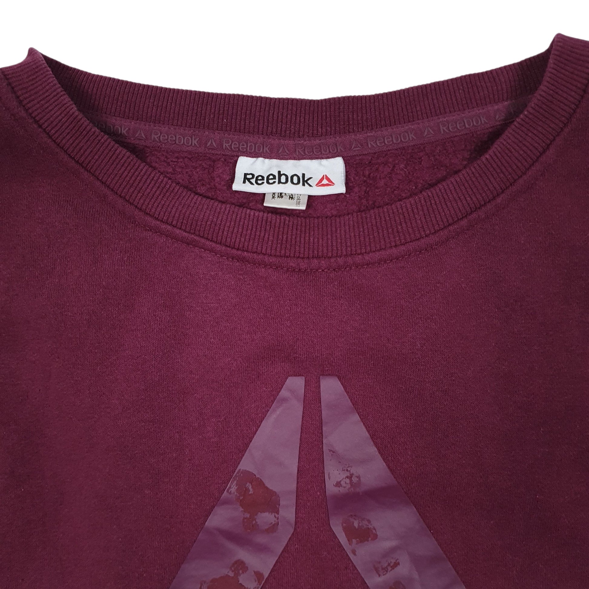 Womens Burgundy Reebok Baggy Loose Fit Crewneck Jumper