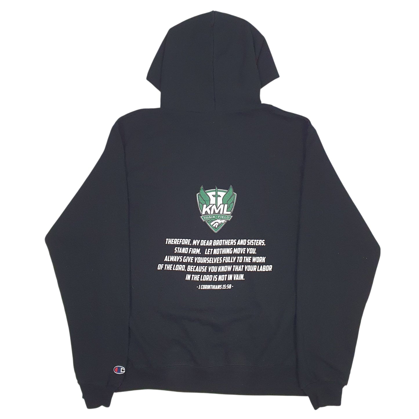 Mens Black Champion KML Track & Field Hoodie Jumper