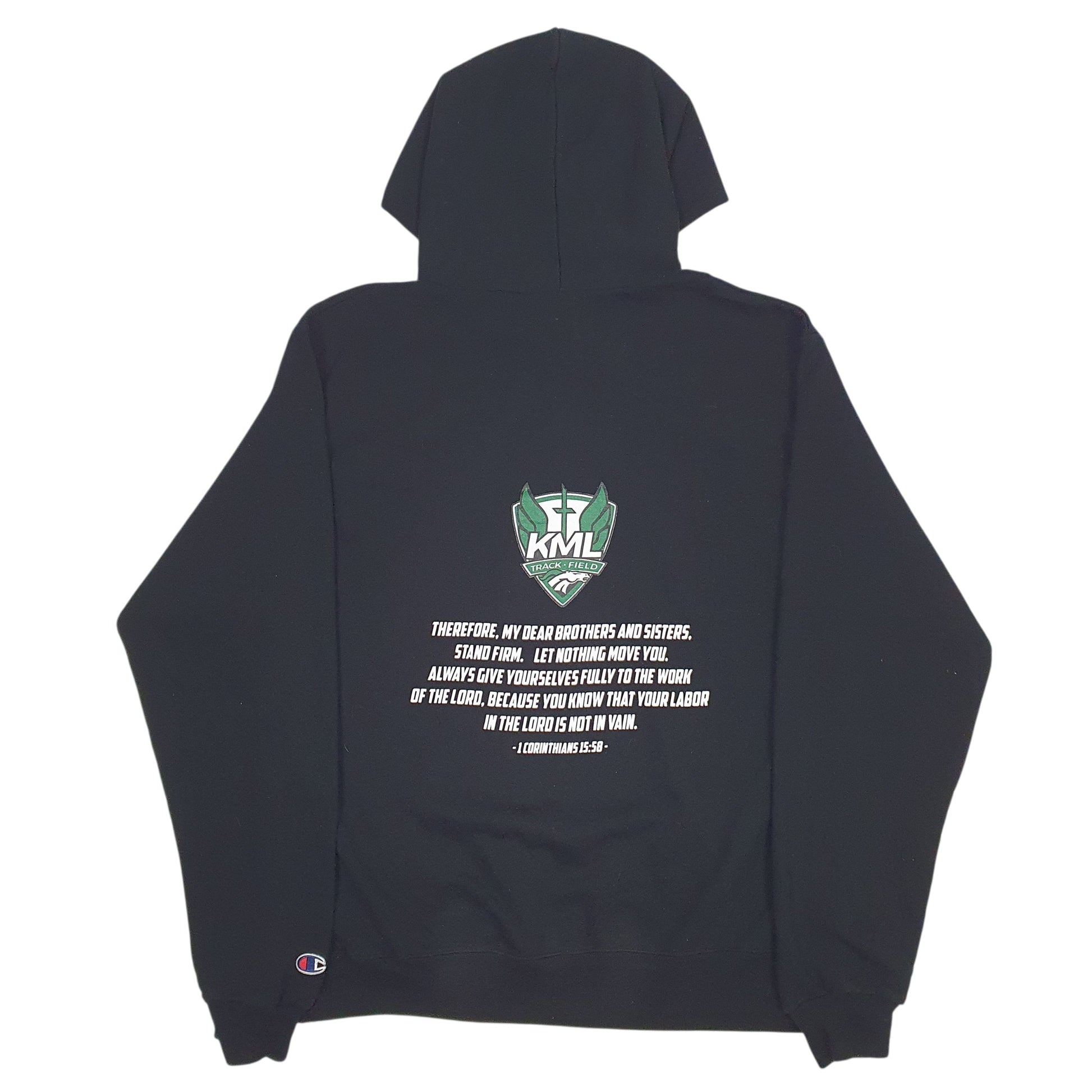 Mens Black Champion KML Track & Field Hoodie Jumper