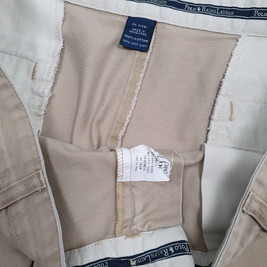 Mens Beige Polo Ralph Lauren Gordon Pant Vintage 90s  Trousers