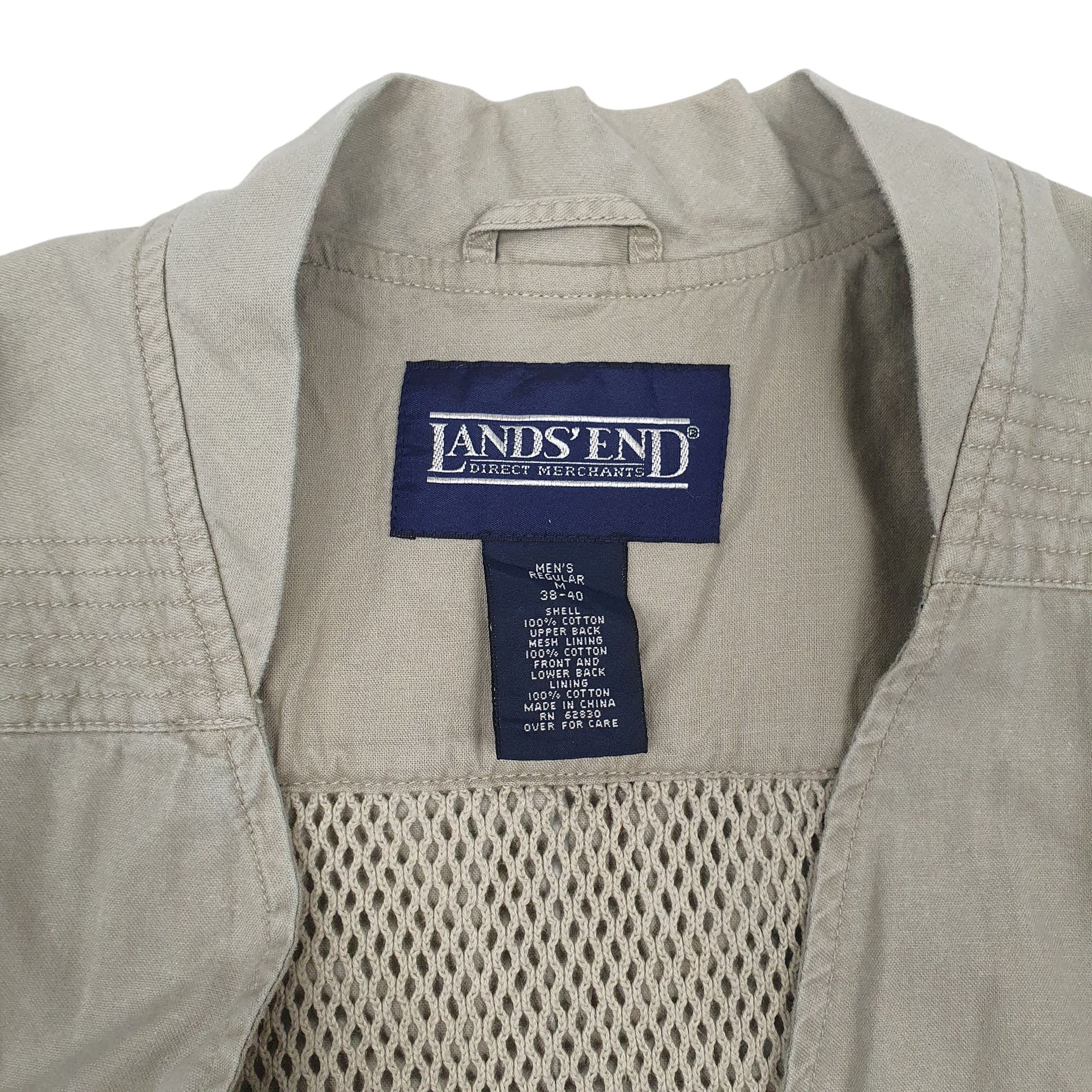 Mens Grey Lands End Fishing Hunting Full Zip Coat