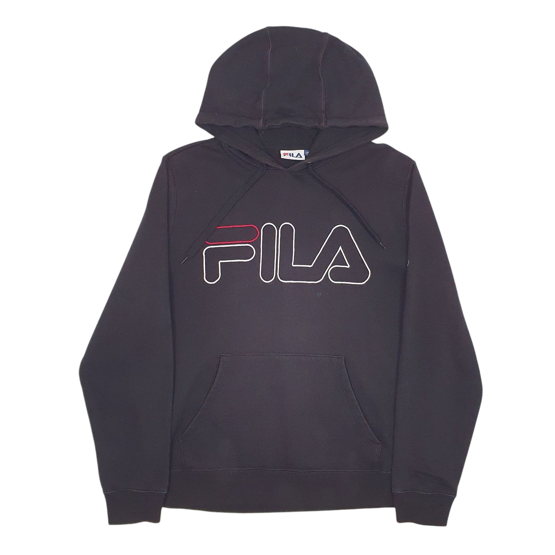 Mens Black Fila Spellout Hoodie Jumper