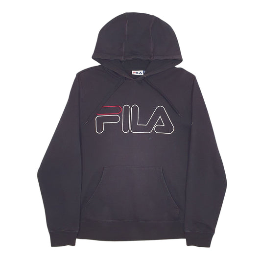 Mens Black Fila Spellout Hoodie Jumper