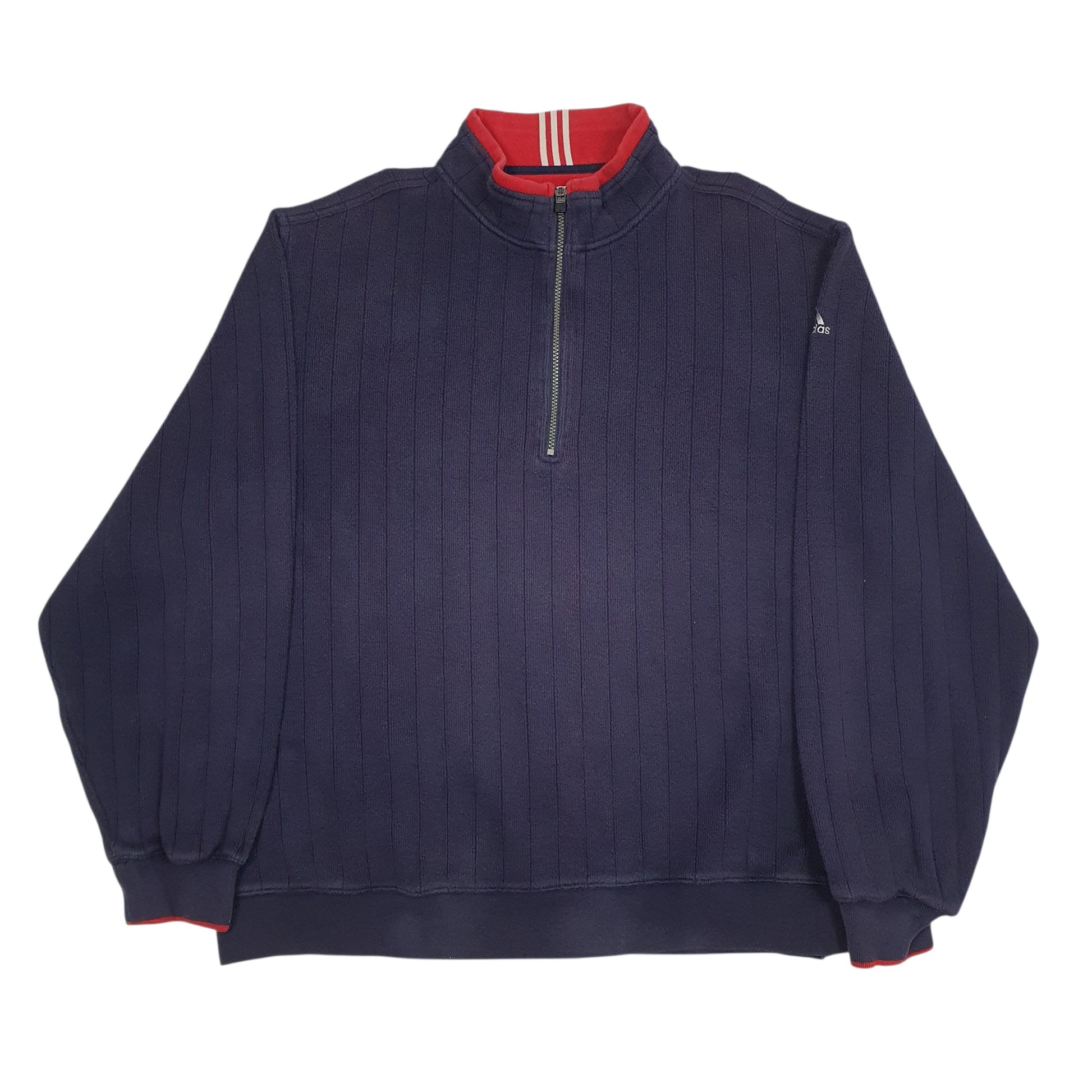 Mens Navy Adidas Vintage Quarter Zip Jumper