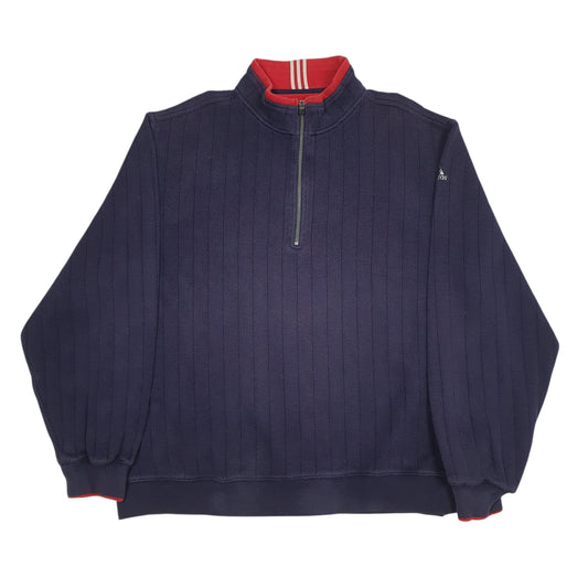 Mens Navy Adidas Vintage Quarter Zip Jumper