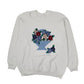 Womens White Fruit Of The Loom Vintage 90s Floral Crewneck Jumper