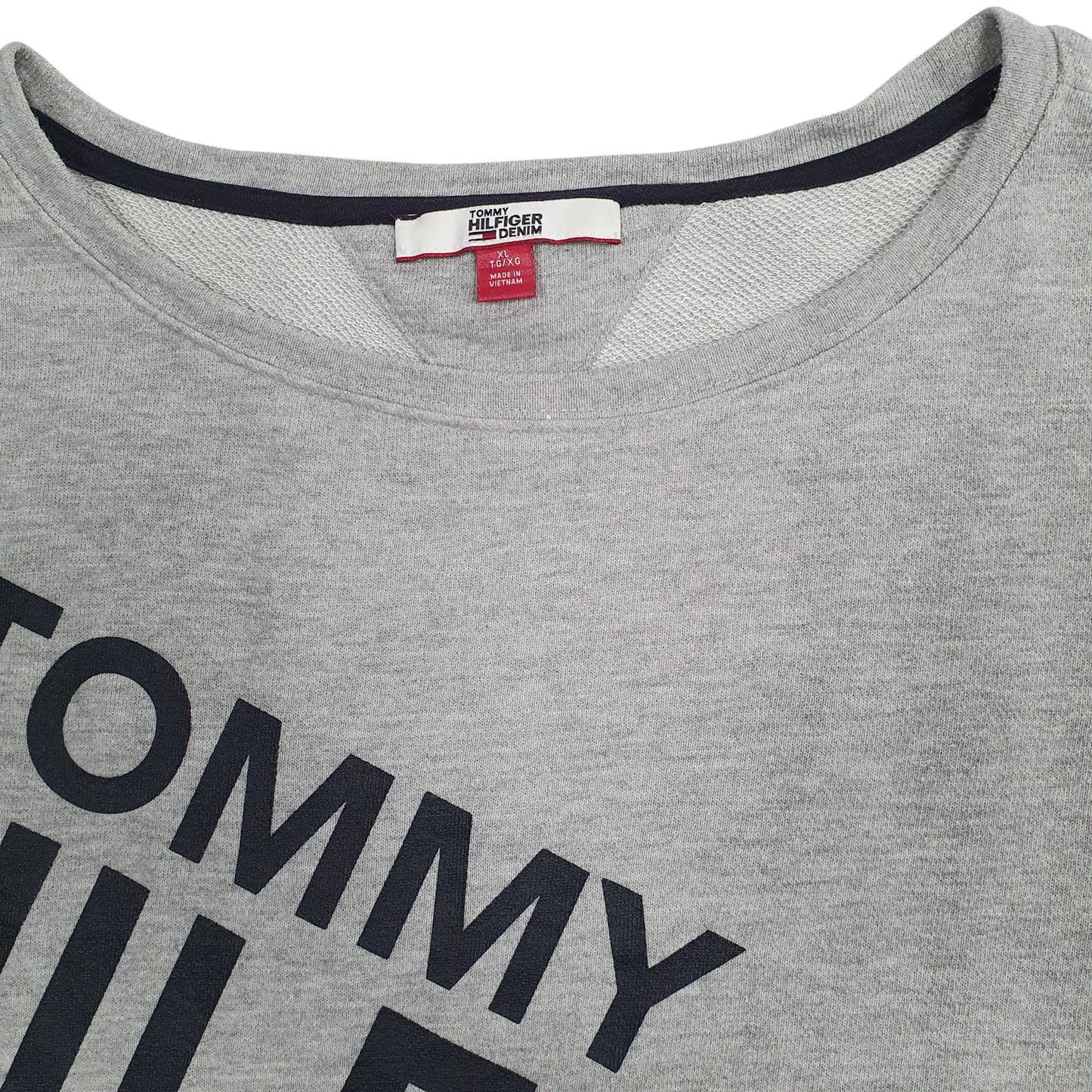 Womens Grey Tommy Hilfiger Lightweight Spellout Baggy Crewneck Jumper