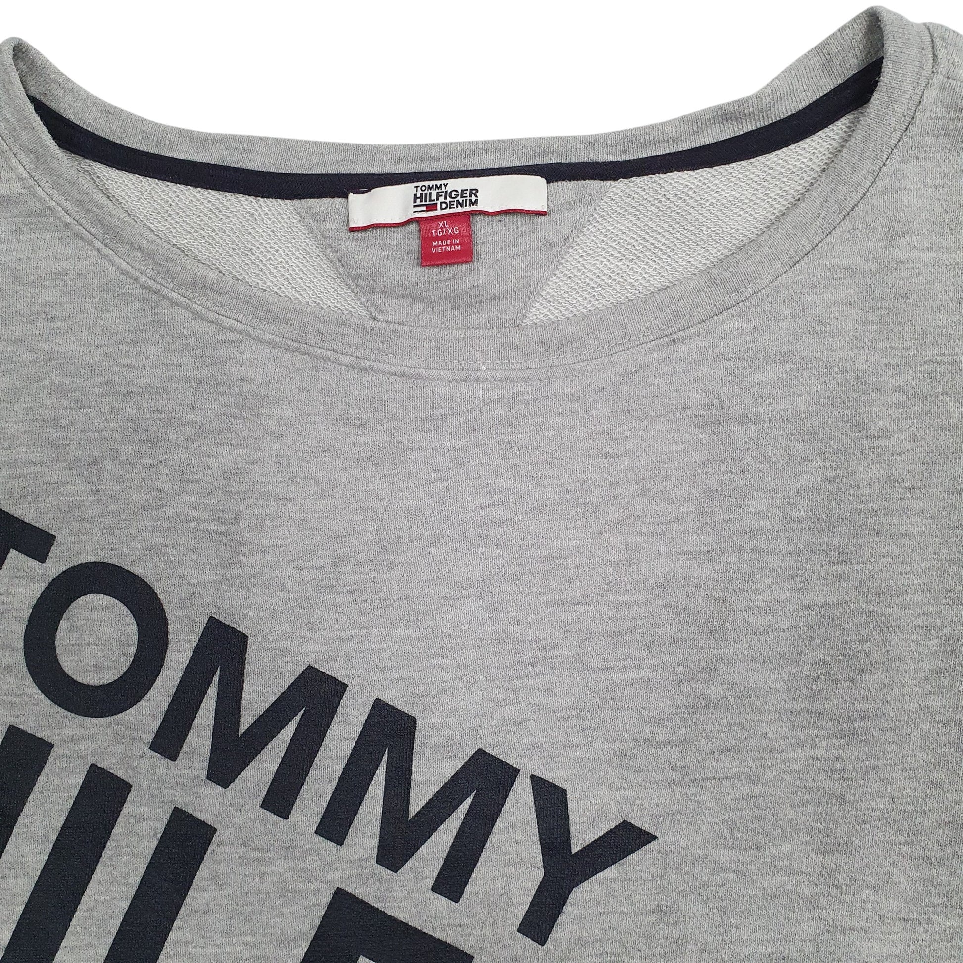 Womens Grey Tommy Hilfiger Lightweight Spellout Baggy Crewneck Jumper